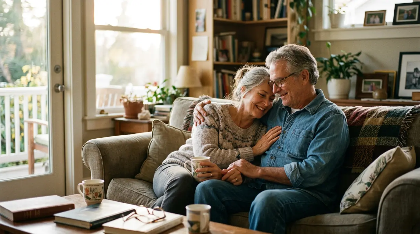 Two people sharing a quiet moment together